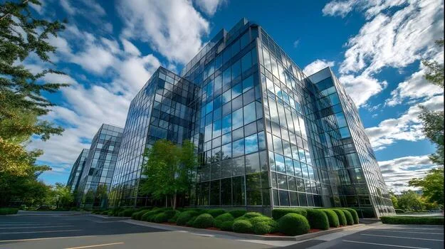 Modern glass commercial office building